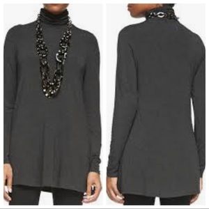 Eileen Fisher Scrunch Turtleneck Viscose/Spandex Tunic in Charcoal Grey